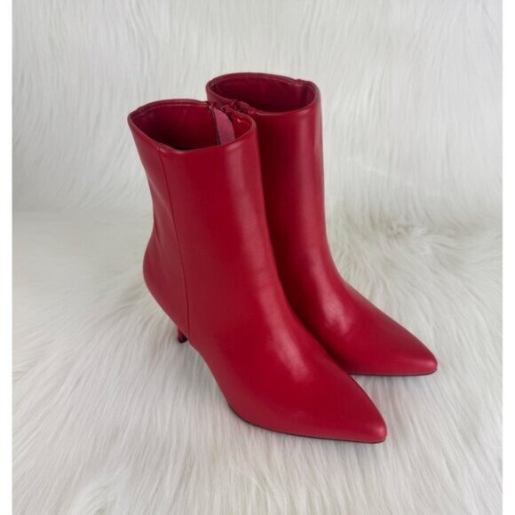 New Women's Qupid Portia Faux Leather Ankle Boots Bootie Shoes Red - Picture 11 of 13